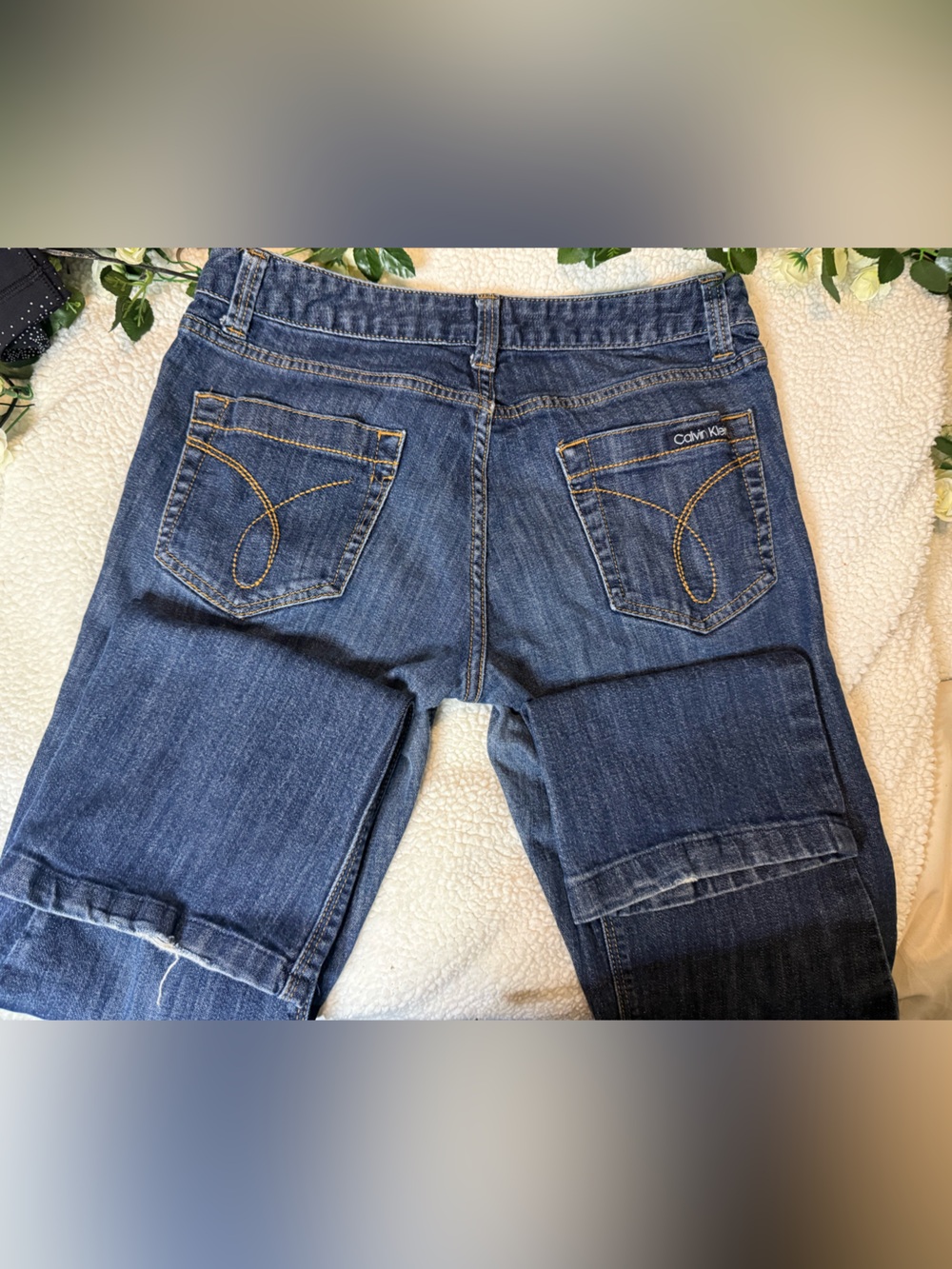 Calvin Klein Dark Blue Cropped Denim Jeans